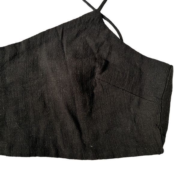 ASOS Tie Front 100% Cotton Spaghetti Strap Festival Crop Top Black 8 - Picture 5 of 6